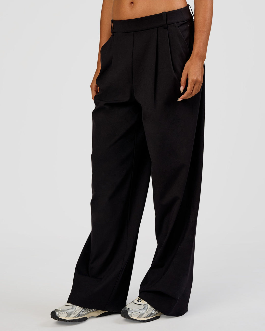 Woman wearing StretchShift Wide Leg Pant - Black | Model:Ruby | Size:S
