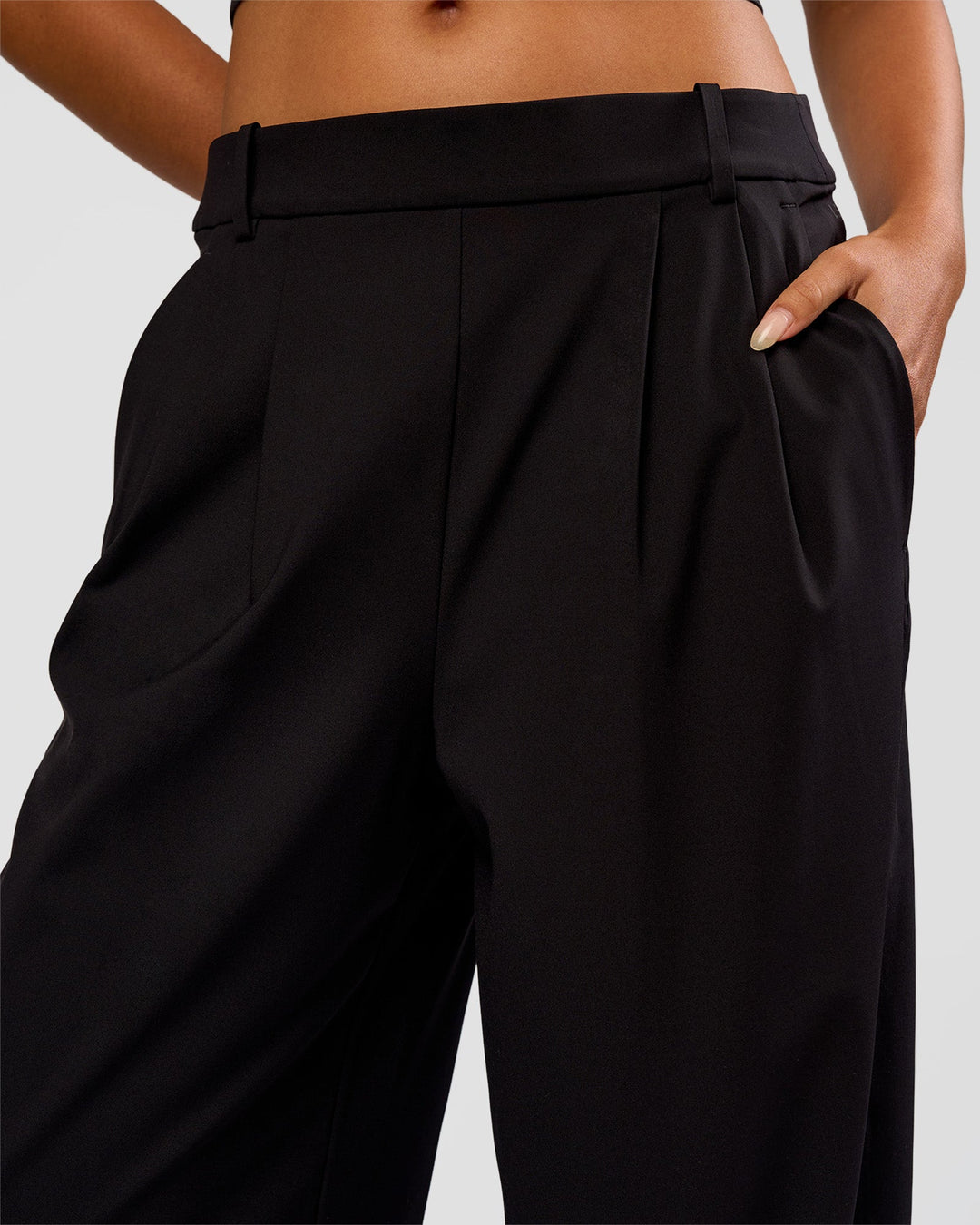 Woman wearing StretchShift Wide Leg Pant - Black | Model:Ruby | Size:S
