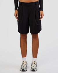 Woman wearing StretchShift Wide Leg Short - Black | Model:Ruby | Size:S