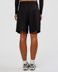 Woman wearing StretchShift Wide Leg Short - Black | Model:Ruby | Size:S