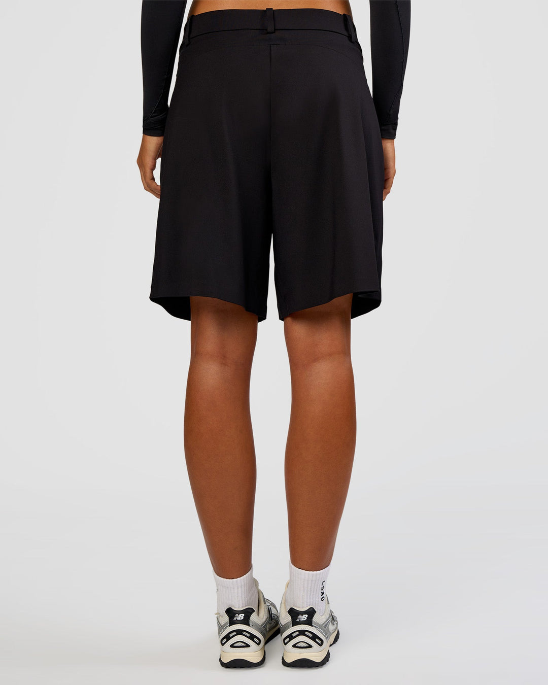 Woman wearing StretchShift Wide Leg Short - Black | Model:Ruby | Size:S - view 8