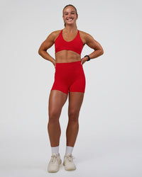 Woman wearing Strive Jacquard Sports Bra - Flame | Model:Sav | Size:S | Thumbnail Index: 4