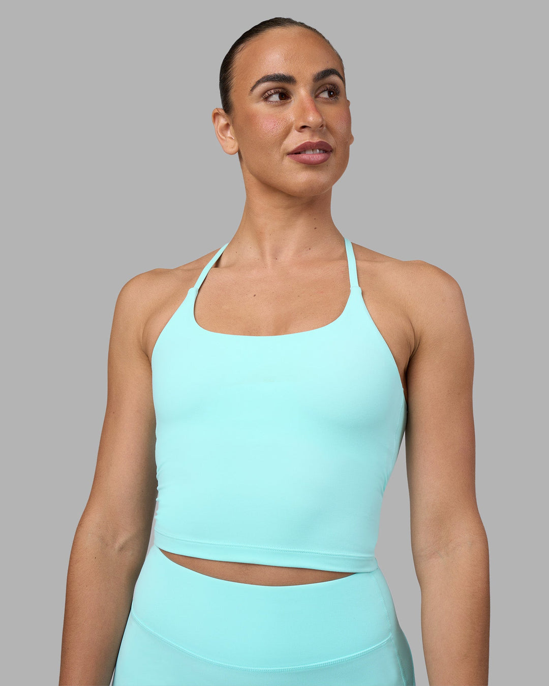 Woman wearing Twist Tank With Shelf Bra - Island Paradise | Model:Sophie | Size:S