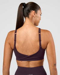Woman wearing Twist Sports Bra D/DD/E - Midnight Plum | Model:Rhiley | Size:S | Thumbnail Index: 3