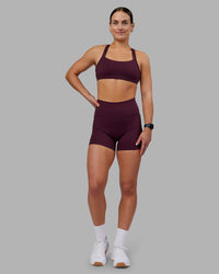 Woman wearing Velocity Sports Bra - Cherry Lacquer | Model:Keisha | Size:S | Thumbnail Index: 6
