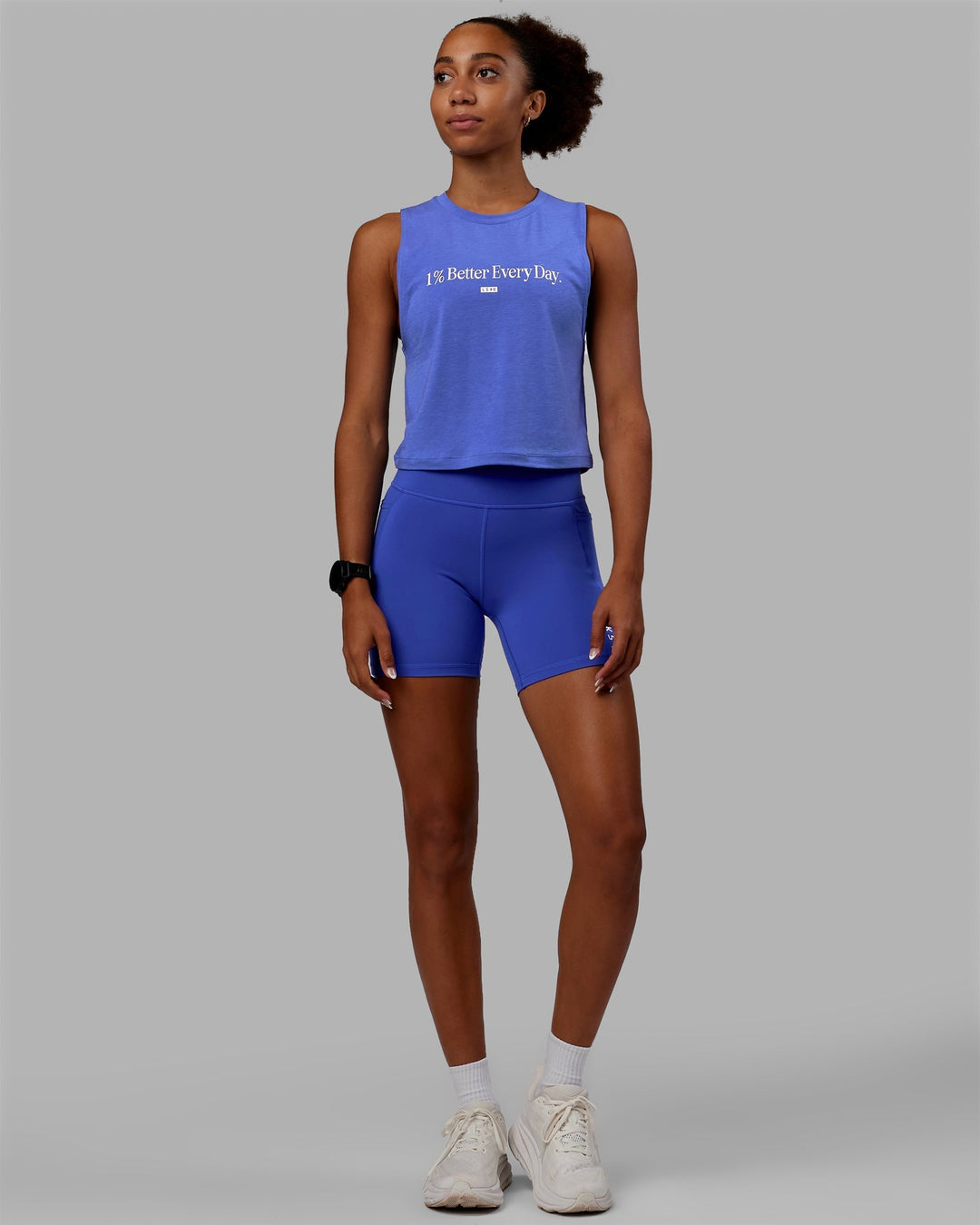 Vital 1% Better Cropped Training Tank - Power Cobalt-White