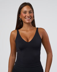 Woman wearing Vitality Active Tank - Black | Model:Bianca | Size:S | Thumbnail Index: 0