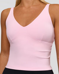 Woman wearing Vitality Active Tank - Marshmallow | Model:Amity | Size:S