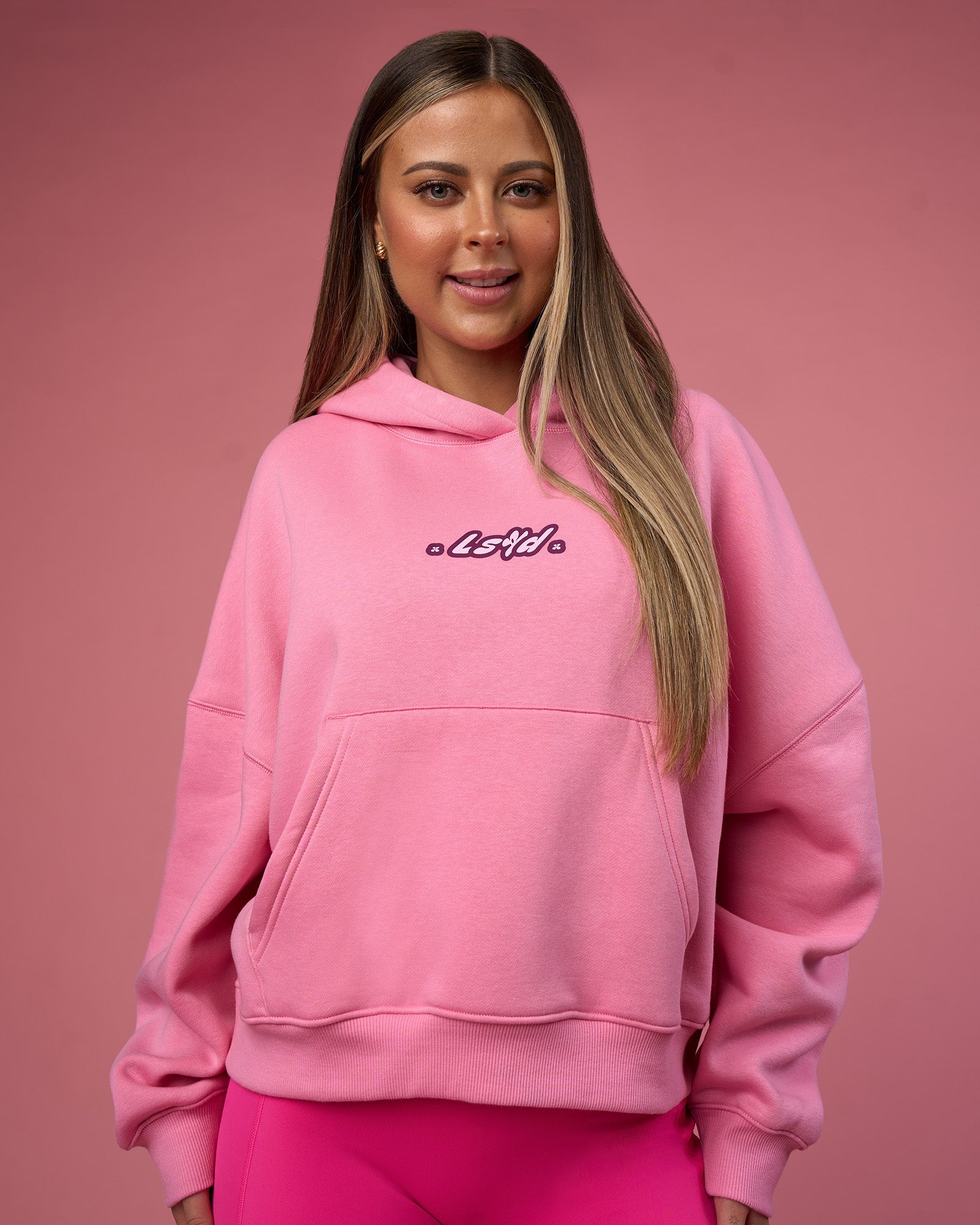 We Rise Post Train Cropped Hoodie - Candy Pink-Plum Caspia | LSKD