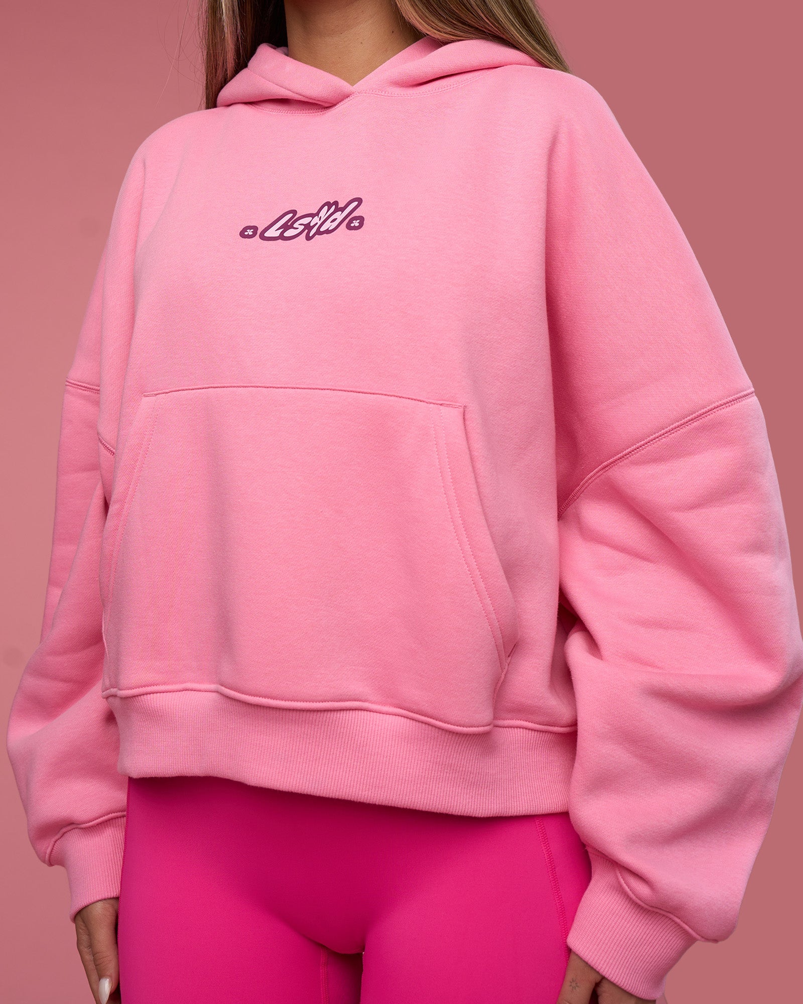 We Rise Post Train Cropped Hoodie - Candy Pink-Plum Caspia | LSKD