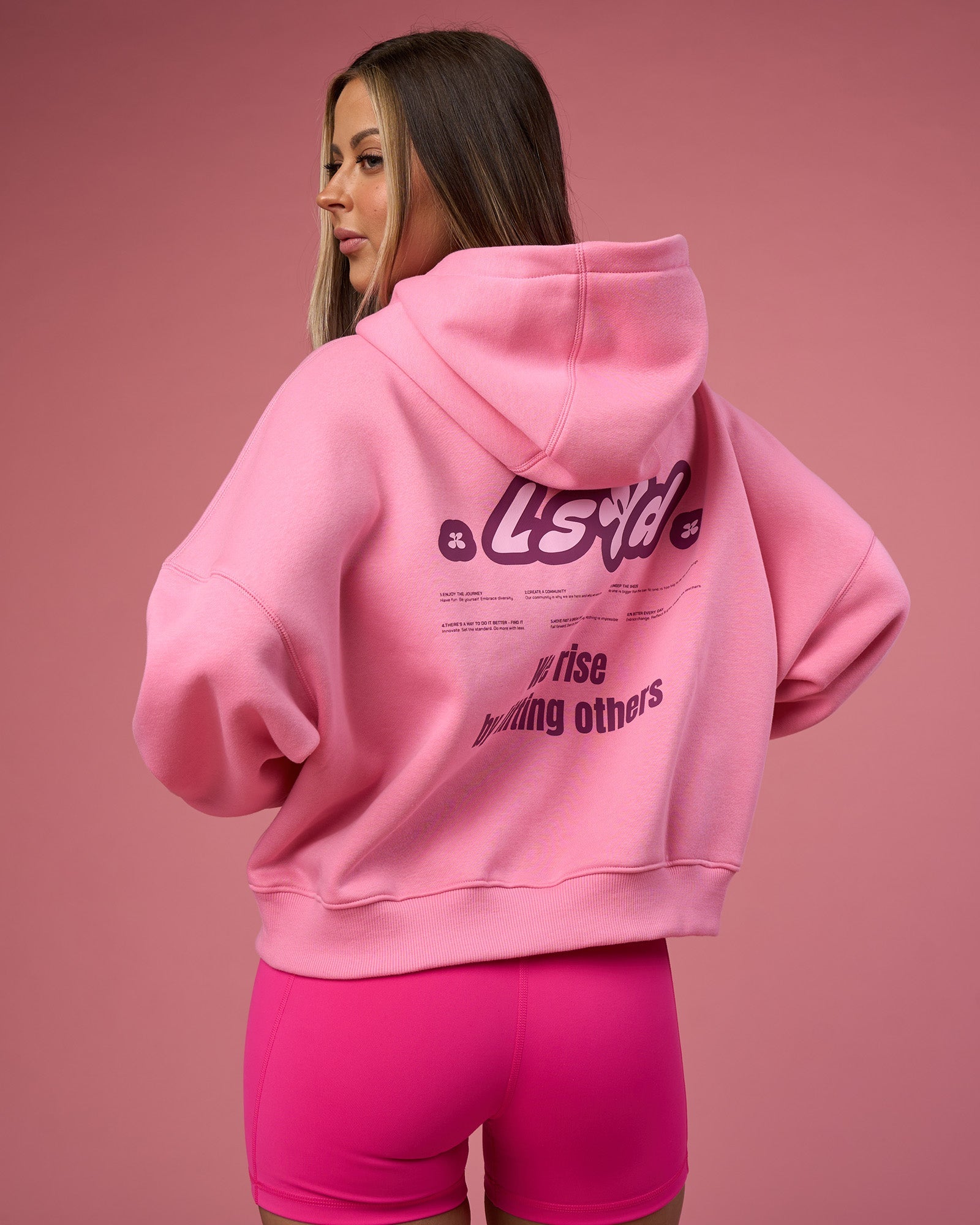We Rise Post Train Cropped Hoodie - Candy Pink-Plum Caspia | LSKD