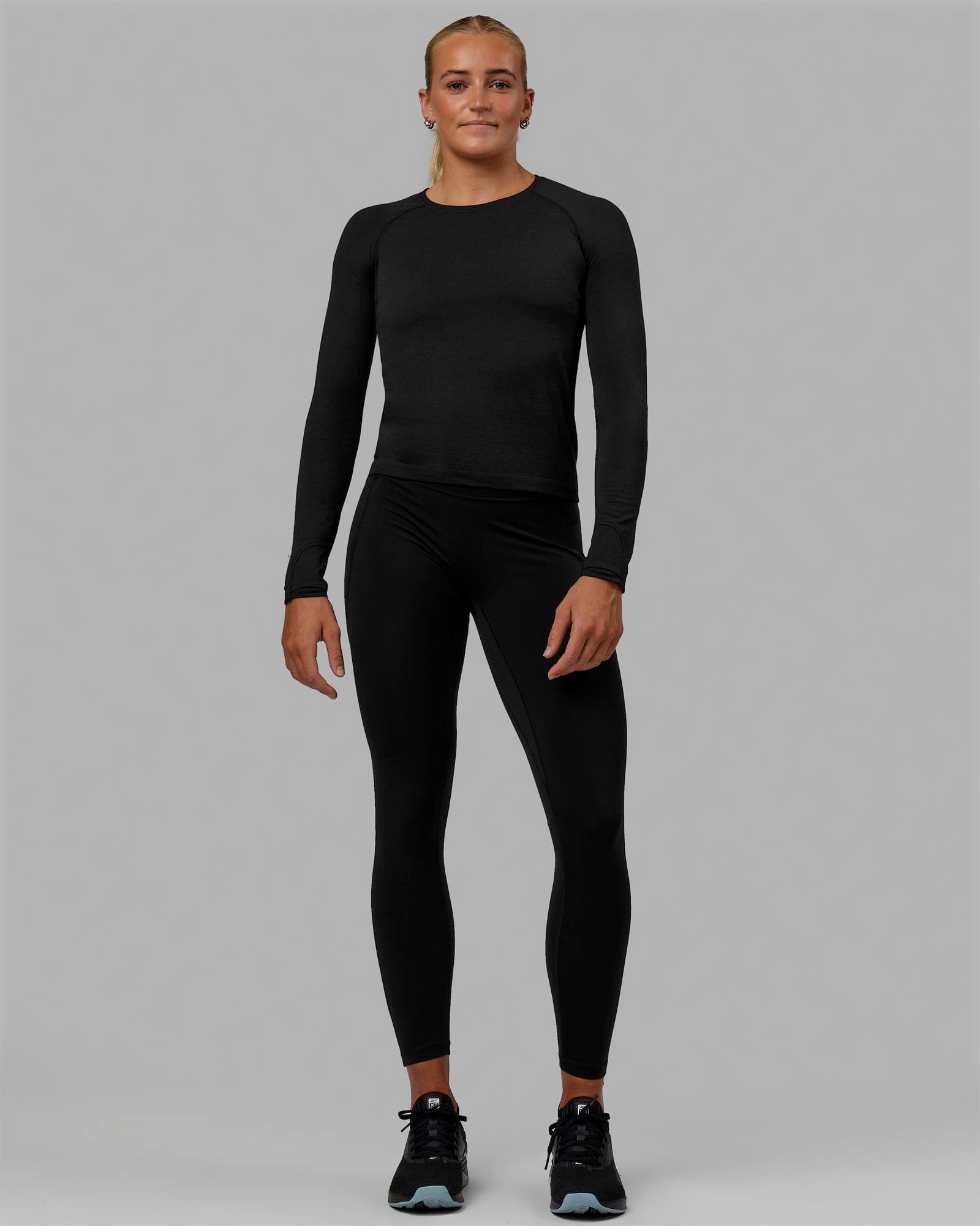 Womens AeroFLX+ Seamless Long Sleeve Tee - Black Marl | LSKD