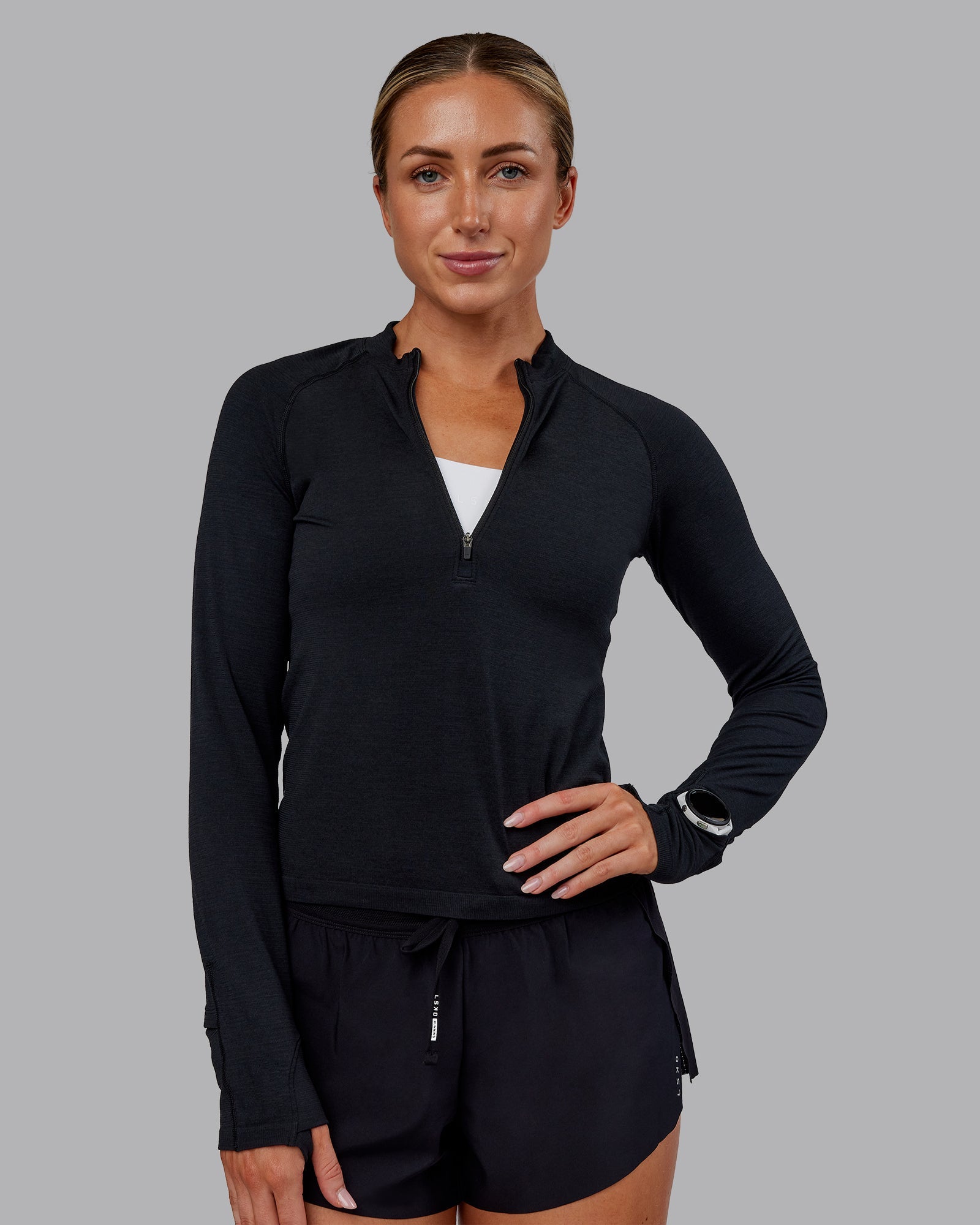 AeroFLX+ Long Sleeve Half Zip - Black Marl | LSKD – LSKD US