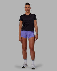 Woman wearing Pace Keep on Running Tee - Black-Dahlia Purple