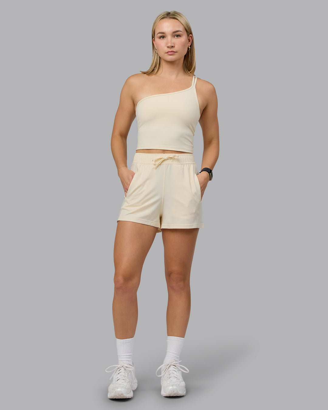 Woman wearing Restore CloudFLX Shorts - Ivory