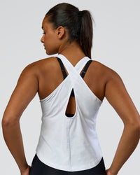 Woman wearing Wrap It Up FLXCotton Tank - White | Model:Rosie | Size:S