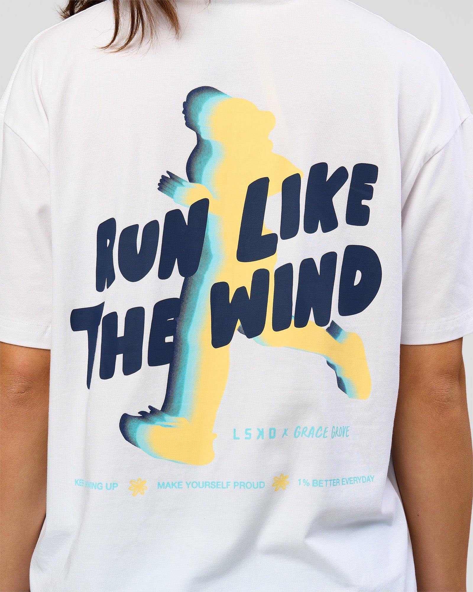 Run Like The Wind FLXCotton Oversized Tee - White-Future Navy