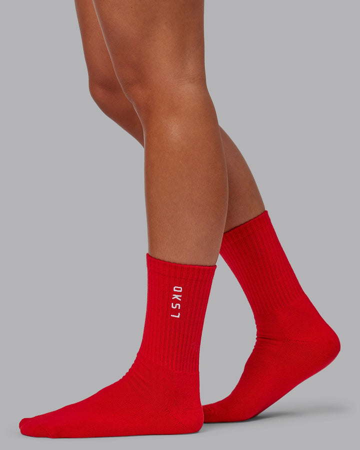 Signal 3 Pack Crew Socks - Scarlet-White-Black
