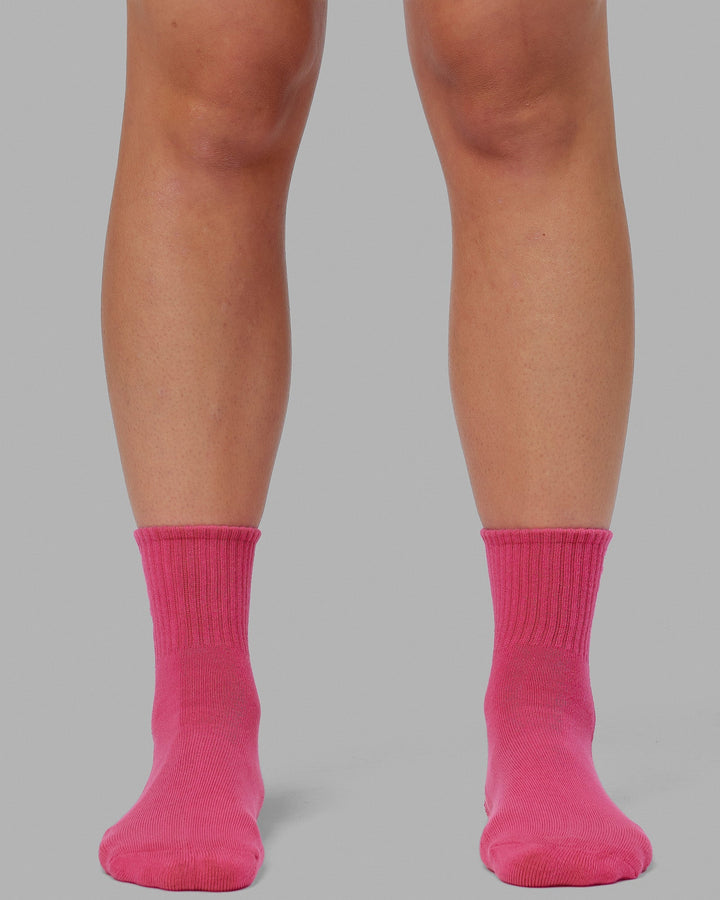 Signal 3 Pack Quarter Socks - White-Black-Berry Pink
