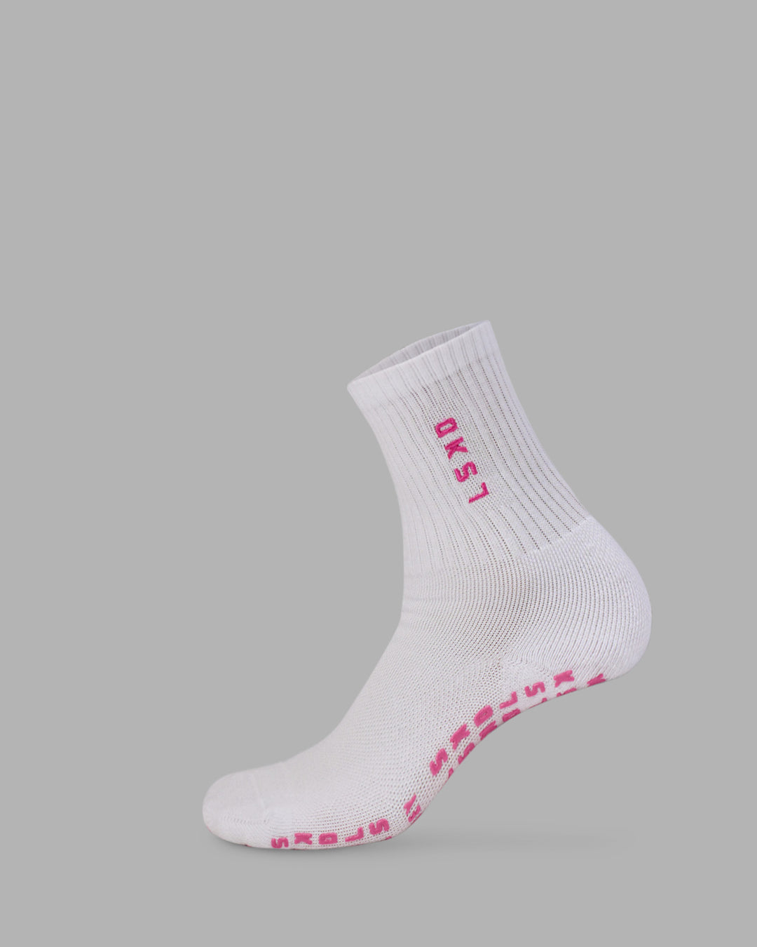 Signal Pilates Crew Grip Socks 2.0 - White-Ultra Pink