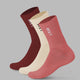 3 Pack Signal Crew Sock - Old Rose-Dry Rose-Off White