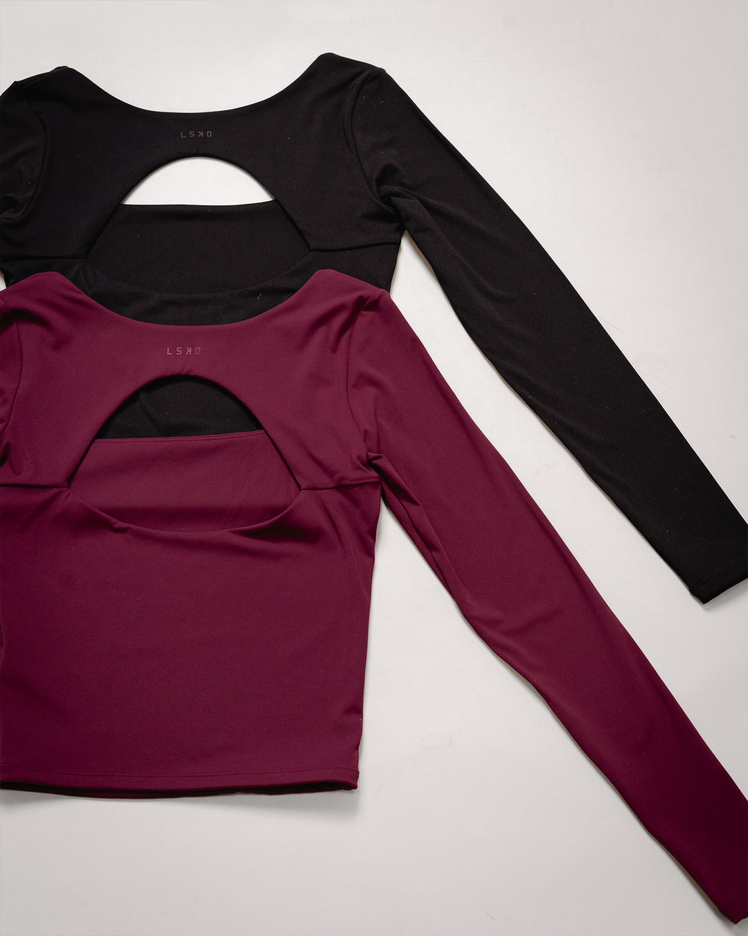 Flatlay Show It Off Long Sleeve Top - Black &amp; Cherry Lacquer