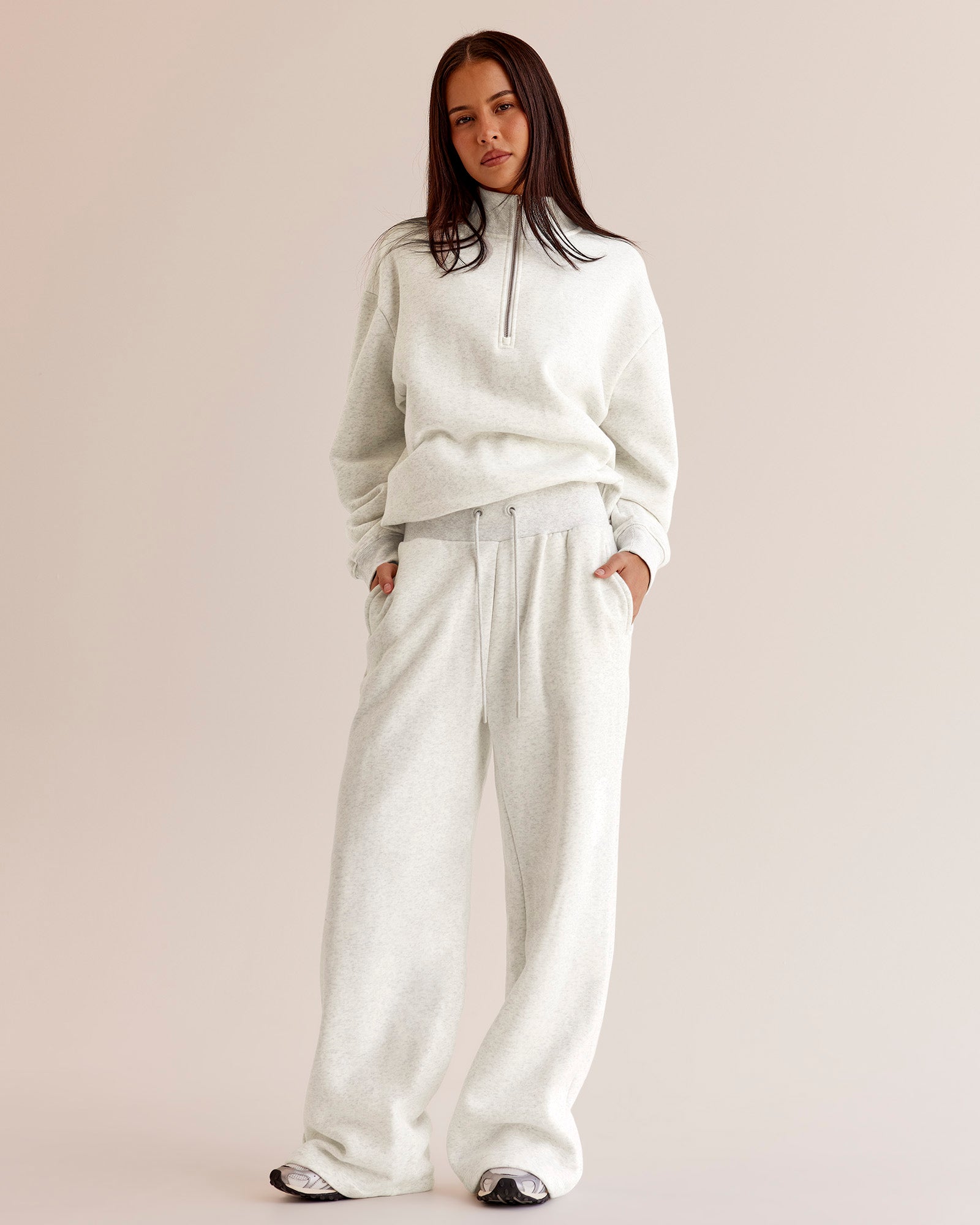 Go-To Oversized Quarter Zip Sweater - Silver Marl | LSKD – LSKD US