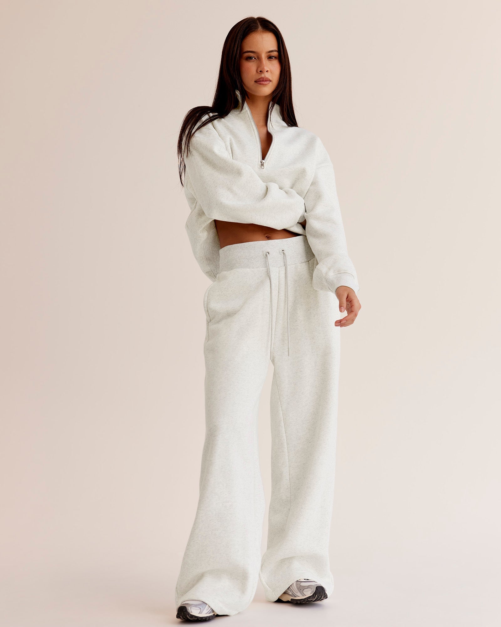 Go-To Oversized Quarter Zip Sweater - Silver Marl | LSKD – LSKD US