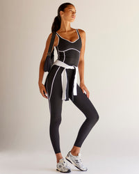 Woman wearing Power Sweetheart Shelf Bra Tank - Black | Model:Tali | Size:XS | Thumbnail Index: 2