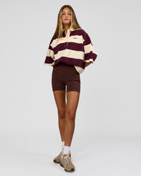 Woman wearing Oversized Rugby Polo - Off White-Cherry | Model:Georgia | Size:S 