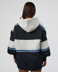 Woman wearing A-Team Oversized Hoodie - Caviar-Open Air | Model:Bianca | Size:XS
