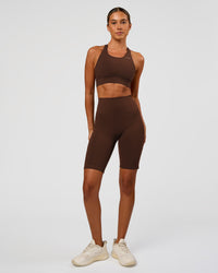 Woman wearing Accelerate Sports Bra - Hot Chocolate | Model:Charli | Size:XS | Thumbnail Index: 5