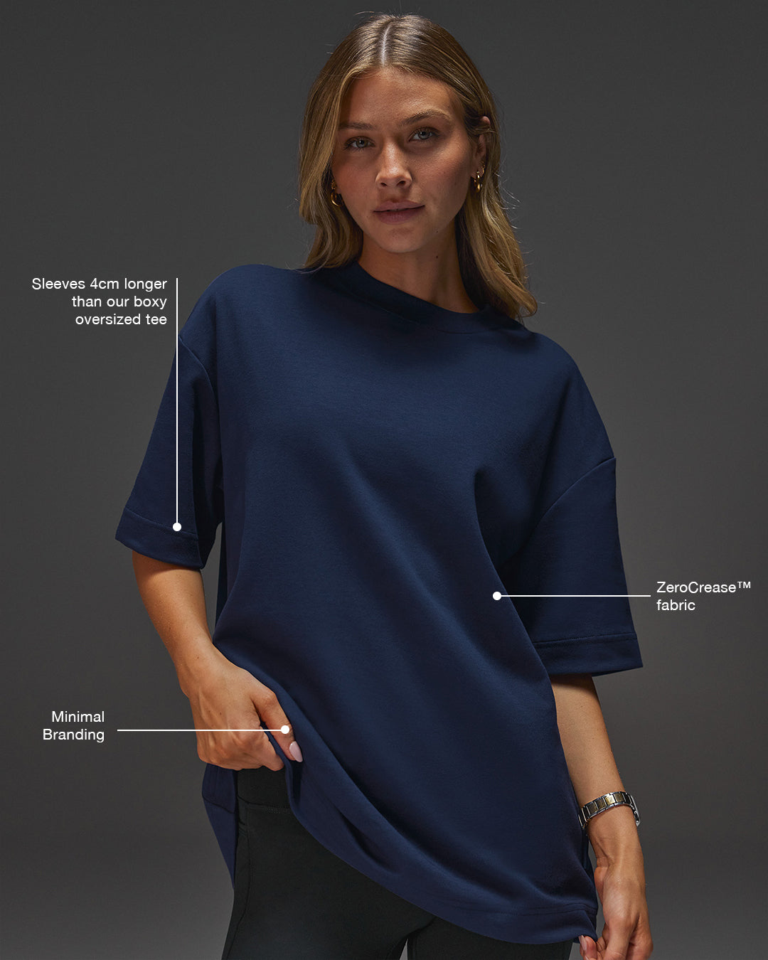 AfterDark ZeroCrease Oversized Tee - Future Navy | LSKD – LSKD US