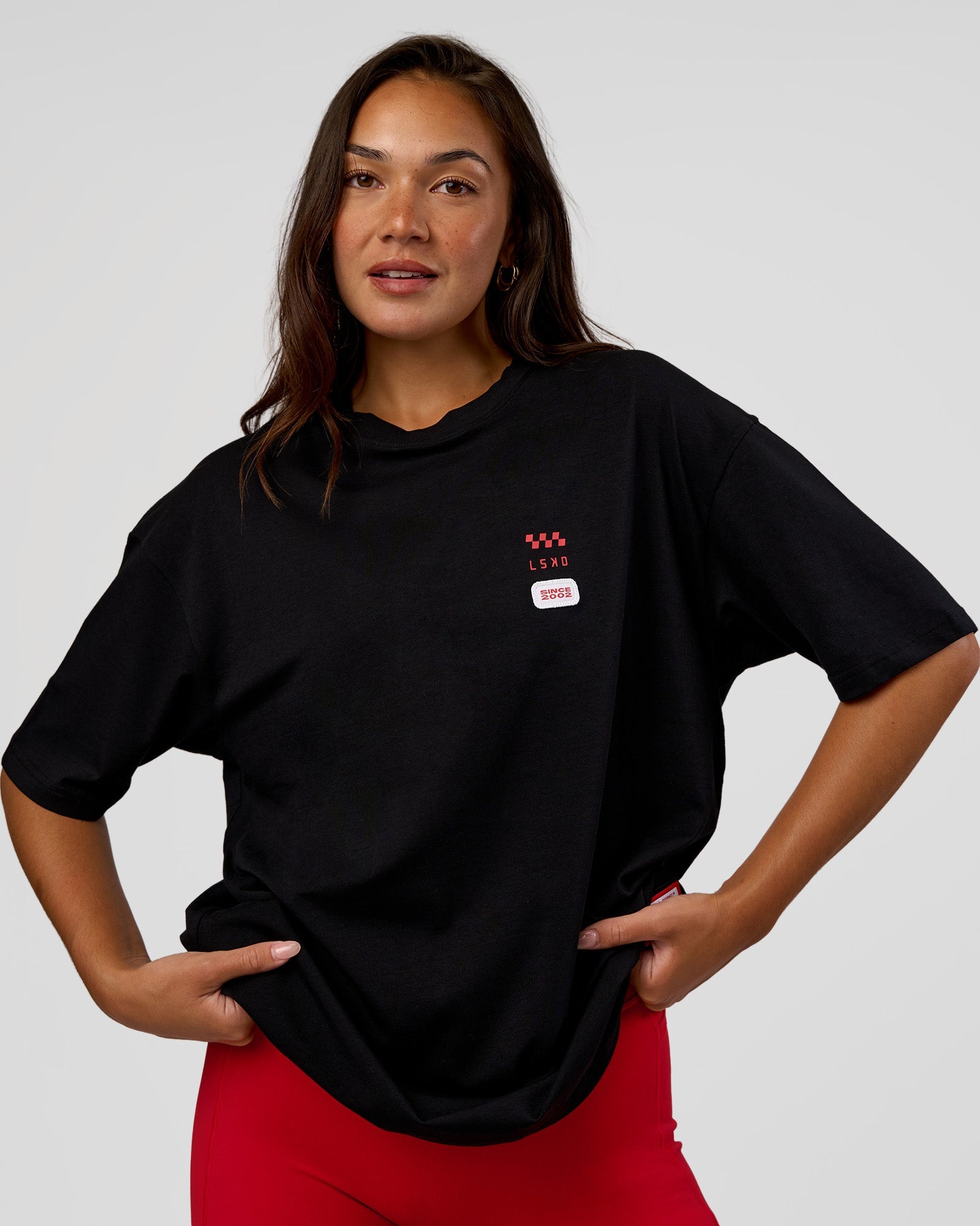 Archive FLXCotton Oversized Tee - Black-Scarlet | LSKD – LSKD US
