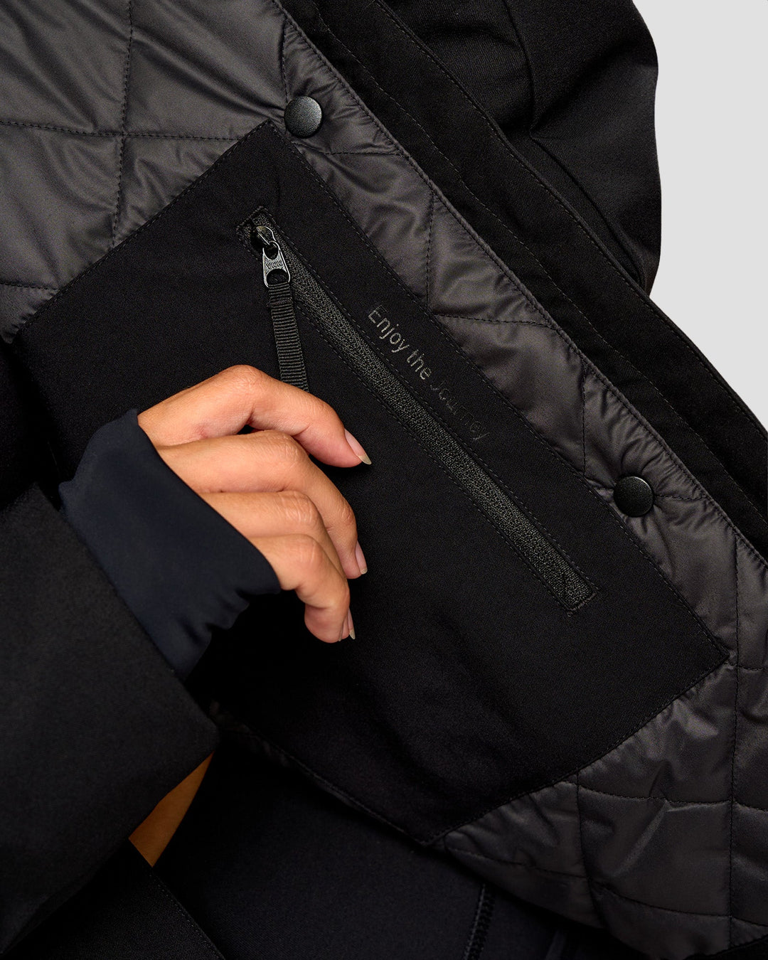 Woman wearing Auxiliary 2.0 Jacket - Black | Model:Brylee | Size:XS