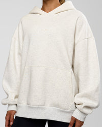 Woman wearing Base Oversized Hoodie - Silver Marl | Model:Maja | Size:XS | Thumbnail Index: 4