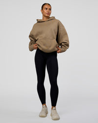 Woman wearing Base Oversized Hoodie - Taupe Ash | Model:Maja | Size:XS | Thumbnail Index: 9