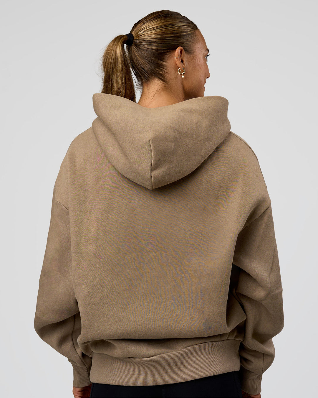 Woman wearing Base Oversized Hoodie - Taupe Ash | Model:Maja | Size:XS - view 8