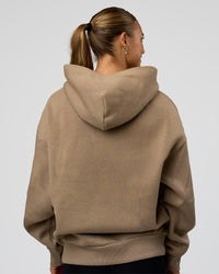 Woman wearing Base Oversized Hoodie - Taupe Ash | Model:Maja | Size:XS | Thumbnail Index: 7