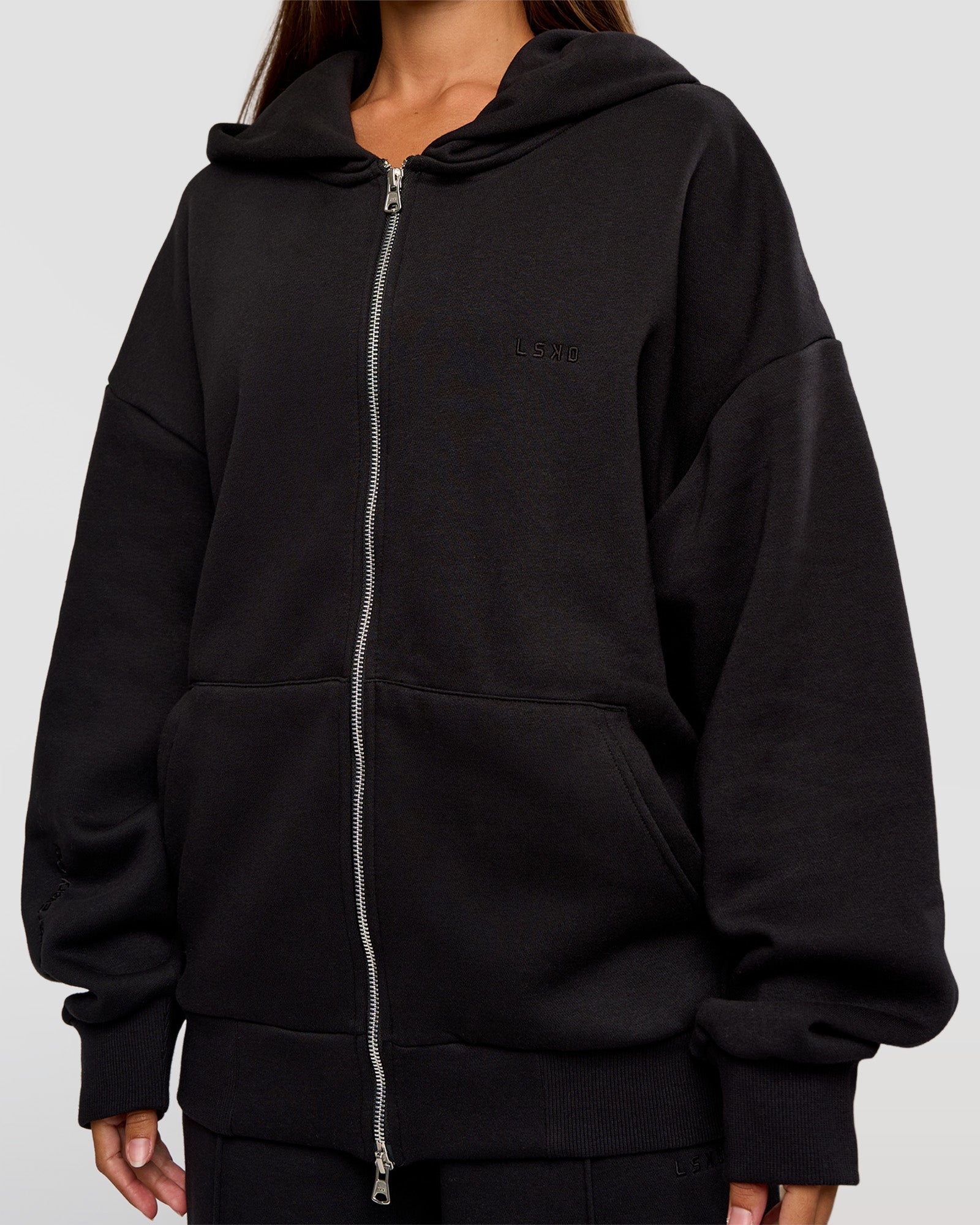 トップス hugyourskin Dot Big Pocket Hoodie Black Base Zip Through Oversized Hoodie - Black | LSKD – LSKD US