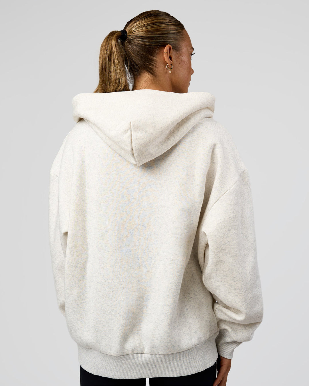 Woman wearing Base Zip Through Oversized Hoodie - Silver Marl | Model:Maja | Size:XS - view 10