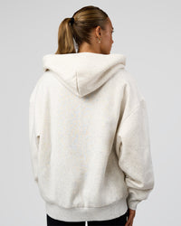 Woman wearing Base Zip Through Oversized Hoodie - Silver Marl | Model:Maja | Size:XS | Thumbnail Index: 9