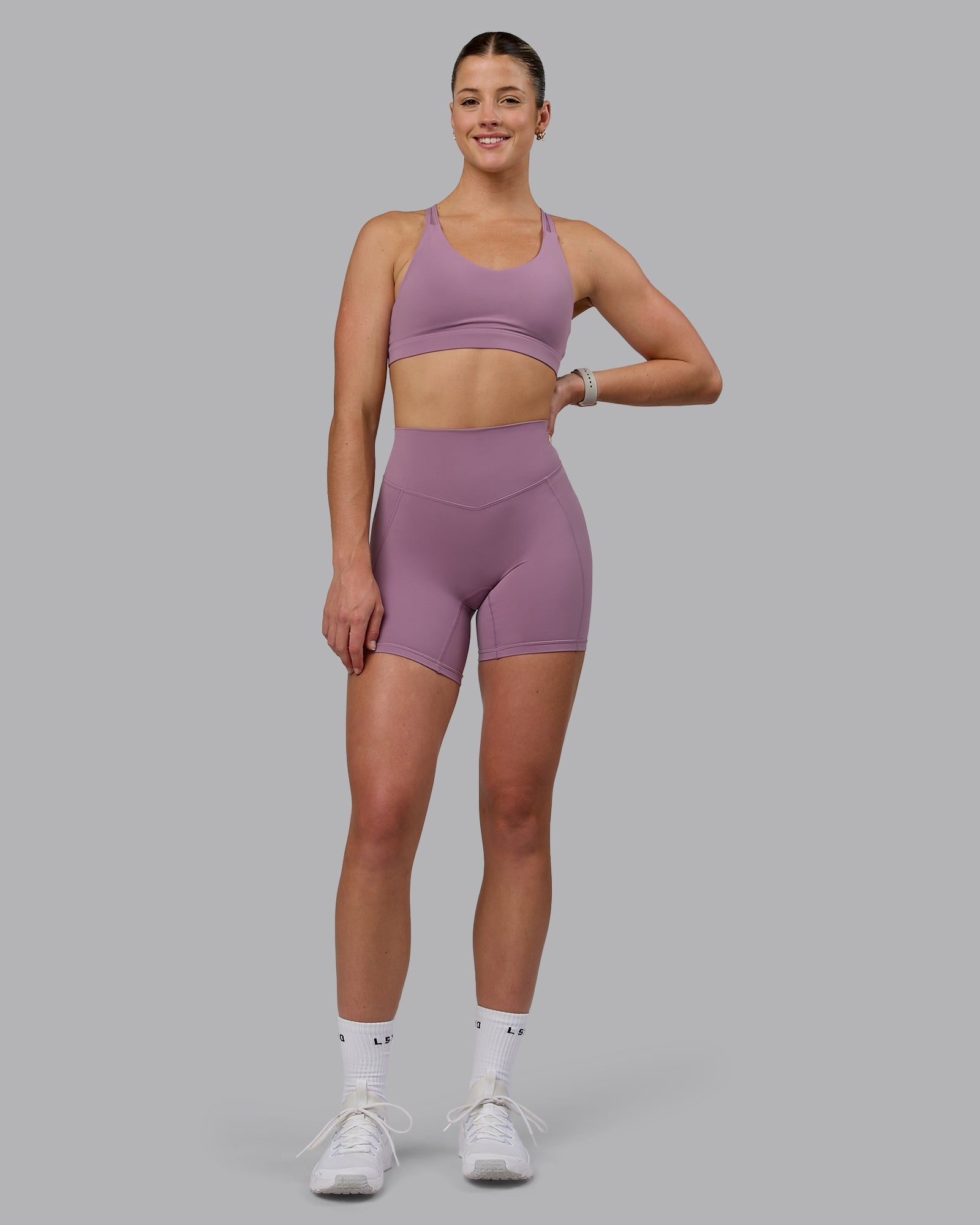 Woman wearing Blaze Ultra High-Rise 6" Short - Grape