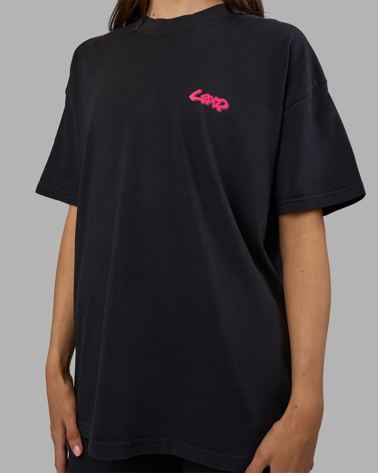 Break Through Heavyweight Oversized Tee - Black Washed-Plum Caspia