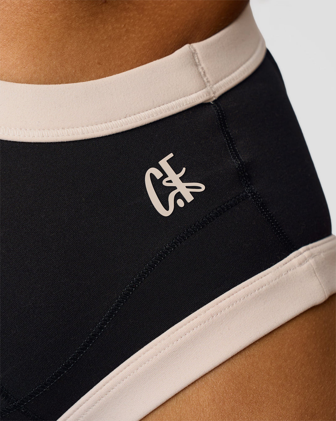 Woman wearing CF Move Through It Sports Bra - Black-Clay | Model:Jordan | Size:XS