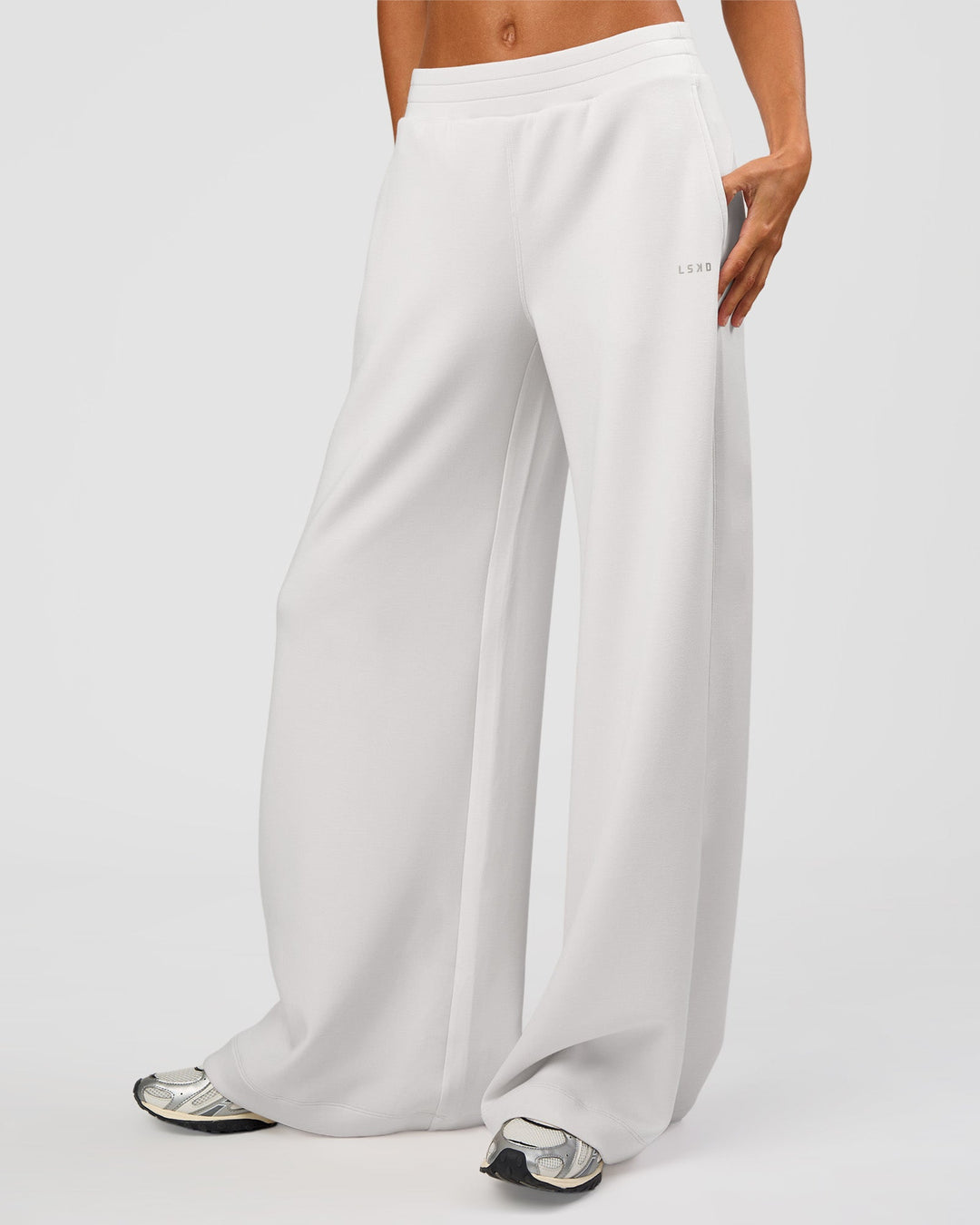Woman wearing Elevate SoftTouch Wide Leg Pant Tall - Clay | Model:Georgia | Size:XS - view 2