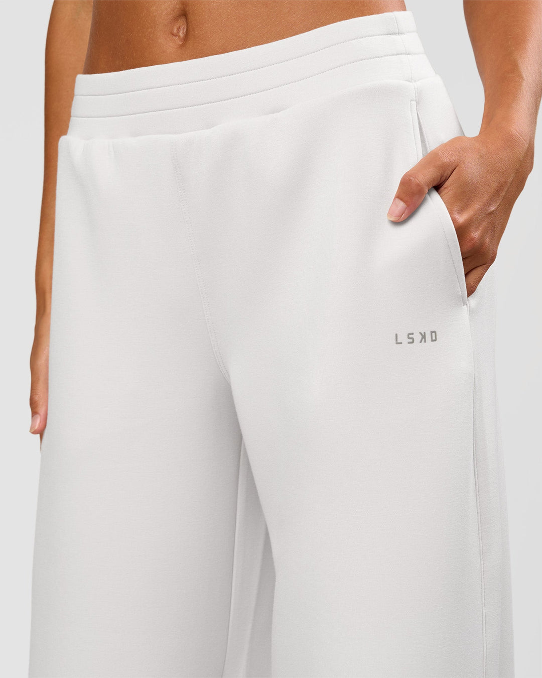Woman wearing Elevate SoftTouch Wide Leg Pant Tall - Clay | Model:Georgia | Size:XS - view 3