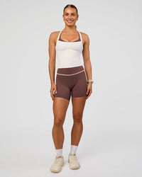 Woman wearing Flame Ribbed Tank - Off White | Model:Maja | Size:XS
