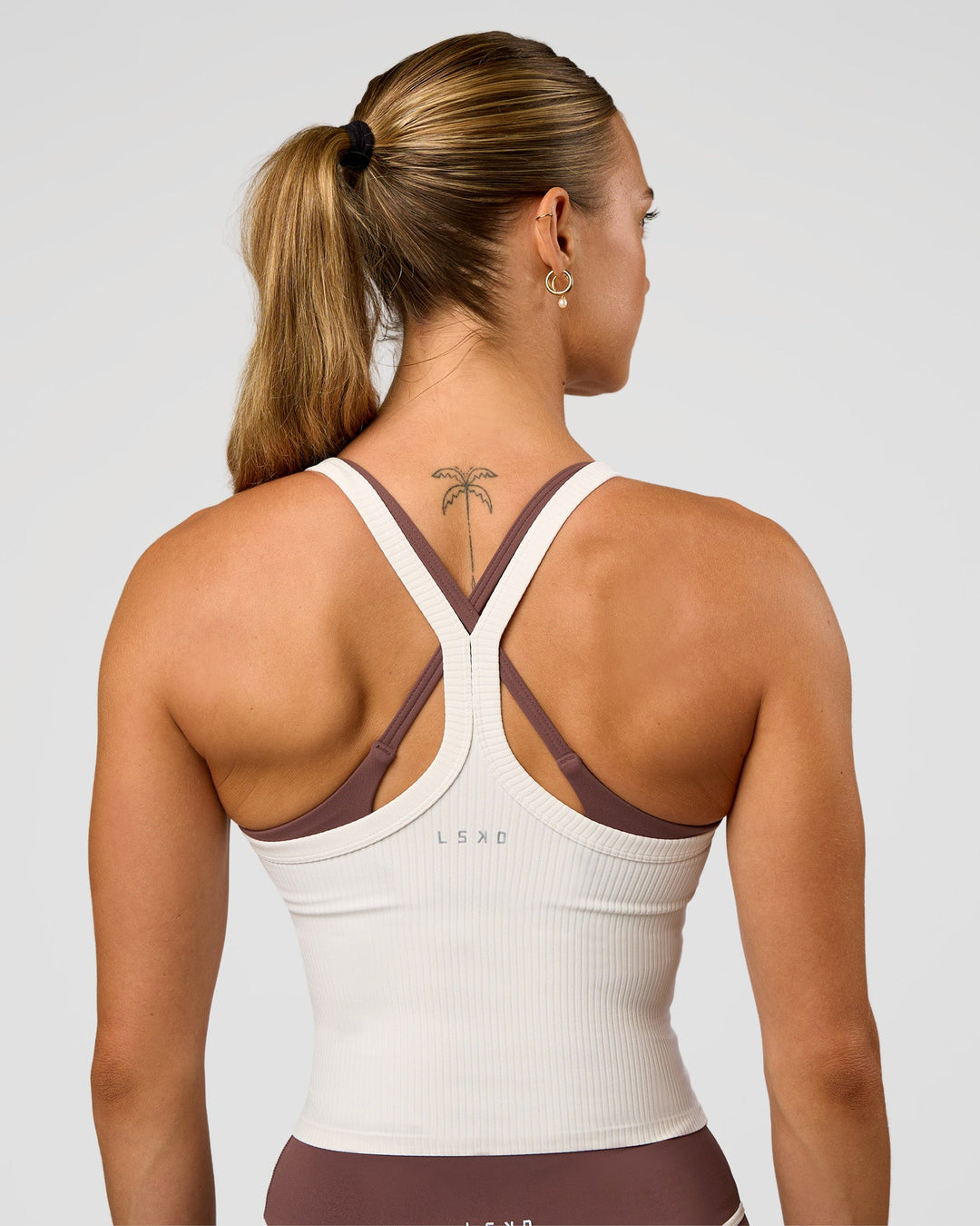 Woman wearing Flame Ribbed Tank - Off White | Model:Maja | Size:XS