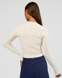 Woman wearing Flow Rib Long Sleeve Tee - Off White | Model:Brylee | Size:XS